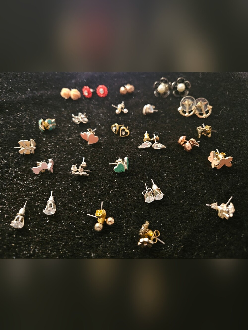 24 Pr. Of Assorted Women's Stud Earring Set in Pink, Green, Gold and Silver